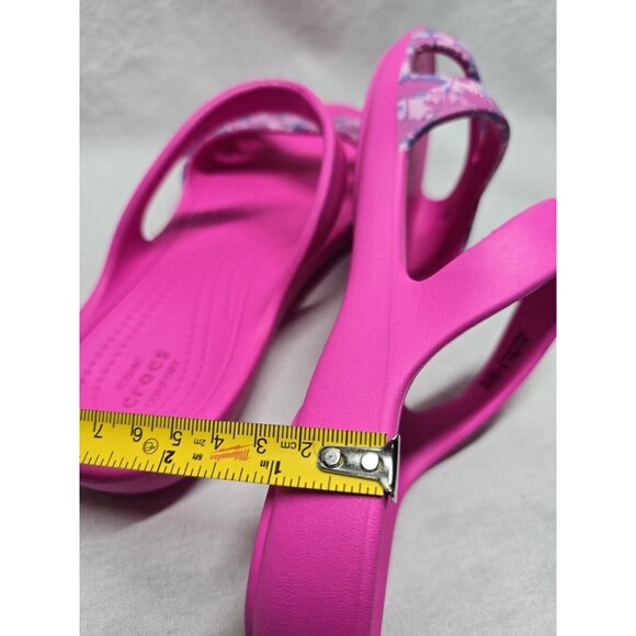 Crocs Kelli Women’s Size 8- Pink Palm Trees Flats Comfort Shoes Sandals - Picture 8 of 8